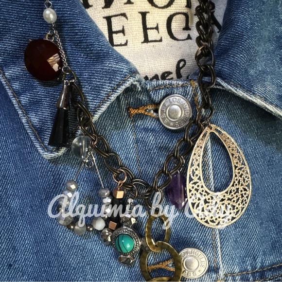 Alquimia Arizona turquoise gold cross pendant gemstone necklace